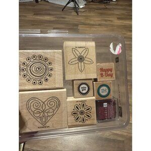 Stamp Set Lot Rubber Hearts Flowers Birthday Miss You New
